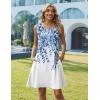 image:imageZeagoo Summer Dresses for Women 2026 Sleeveless Casual Floral Tshirt Sundress with Pockets Loose Tank Beach DressWhite Leaf Print