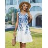 image:imageZeagoo Summer Dresses for Women 2026 Sleeveless Casual Floral Tshirt Sundress with Pockets Loose Tank Beach DressWhite Leaf Print