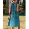 image:imageZeagoo Summer Dresses for Women Flowy Aline Casual Midi Tank Dress Beach Boho Vacation Sundresses Shift Dress with PocketsBlue Green