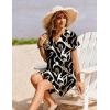 image:imageZeagoo Summer Dresses for Women Short Sleeve Shift Dress V Neck Casual Mini Beach Vacation Boho Sundress with PocketsAbstract Brush