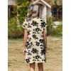 image:imageZeagoo Summer Dresses for Women Short Sleeve Shift Dress V Neck Casual Mini Beach Vacation Boho Sundress with PocketsBeige Floral
