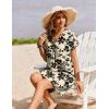 image:imageZeagoo Summer Dresses for Women Short Sleeve Shift Dress V Neck Casual Mini Beach Vacation Boho Sundress with PocketsBeige Floral