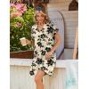 image:imageZeagoo Summer Dresses for Women Short Sleeve Shift Dress V Neck Casual Mini Beach Vacation Boho Sundress with PocketsBeige Floral