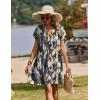image:imageZeagoo Summer Dresses for Women Short Sleeve Shift Dress V Neck Casual Mini Beach Vacation Boho Sundress with PocketsBlue Tie Dye