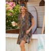 image:imageZeagoo Summer Dresses for Women Short Sleeve Shift Dress V Neck Casual Mini Beach Vacation Boho Sundress with PocketsBrown Floral