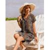 image:imageZeagoo Summer Dresses for Women Short Sleeve Shift Dress V Neck Casual Mini Beach Vacation Boho Sundress with PocketsBrown Floral