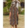 image:imageZeagoo Summer Dresses for Women Short Sleeve Shift Dress V Neck Casual Mini Beach Vacation Boho Sundress with PocketsBrown Floral