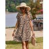 image:imageZeagoo Summer Dresses for Women Short Sleeve Shift Dress V Neck Casual Mini Beach Vacation Boho Sundress with PocketsBrown Leopard