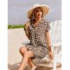 image:imageZeagoo Summer Dresses for Women Short Sleeve Shift Dress V Neck Casual Mini Beach Vacation Boho Sundress with PocketsBrown Leopard