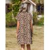 image:imageZeagoo Summer Dresses for Women Short Sleeve Shift Dress V Neck Casual Mini Beach Vacation Boho Sundress with PocketsBrown Leopard