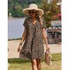 image:imageZeagoo Summer Dresses for Women Short Sleeve Shift Dress V Neck Casual Mini Beach Vacation Boho Sundress with PocketsBrown Leopard An136