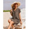 image:imageZeagoo Summer Dresses for Women Short Sleeve Shift Dress V Neck Casual Mini Beach Vacation Boho Sundress with PocketsBrown Leopard An136