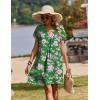 image:imageZeagoo Summer Dresses for Women Short Sleeve Shift Dress V Neck Casual Mini Beach Vacation Boho Sundress with PocketsGreen Floral