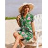 image:imageZeagoo Summer Dresses for Women Short Sleeve Shift Dress V Neck Casual Mini Beach Vacation Boho Sundress with PocketsGreen Floral