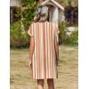 image:imageZeagoo Summer Dresses for Women Short Sleeve Shift Dress V Neck Casual Mini Beach Vacation Boho Sundress with PocketsKhaki Stripe