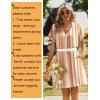 image:imageZeagoo Summer Dresses for Women Short Sleeve Shift Dress V Neck Casual Mini Beach Vacation Boho Sundress with PocketsKhaki Stripe