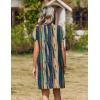 image:imageZeagoo Summer Dresses for Women Short Sleeve Shift Dress V Neck Casual Mini Beach Vacation Boho Sundress with PocketsKhaki Tie Dye