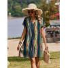 image:imageZeagoo Summer Dresses for Women Short Sleeve Shift Dress V Neck Casual Mini Beach Vacation Boho Sundress with PocketsKhaki Tie Dye