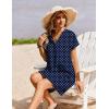 image:imageZeagoo Summer Dresses for Women Short Sleeve Shift Dress V Neck Casual Mini Beach Vacation Boho Sundress with PocketsNavy Dot