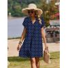 image:imageZeagoo Summer Dresses for Women Short Sleeve Shift Dress V Neck Casual Mini Beach Vacation Boho Sundress with PocketsNavy Dot