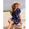 image:imageZeagoo Summer Dresses for Women Short Sleeve Shift Dress V Neck Casual Mini Beach Vacation Boho Sundress with PocketsPurple Floral
