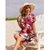 image:imageZeagoo Summer Dresses for Women Short Sleeve Shift Dress V Neck Casual Mini Beach Vacation Boho Sundress with PocketsRed Floral