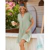 image:imageZeagoo Summer Dresses for Women Short Sleeve Shift Dress V Neck Casual Mini Beach Vacation Boho Sundress with PocketsSolid Green