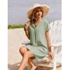 image:imageZeagoo Summer Dresses for Women Short Sleeve Shift Dress V Neck Casual Mini Beach Vacation Boho Sundress with PocketsSolid Green
