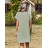 image:imageZeagoo Summer Dresses for Women Short Sleeve Shift Dress V Neck Casual Mini Beach Vacation Boho Sundress with PocketsSolid Green