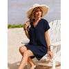 image:imageZeagoo Summer Dresses for Women Short Sleeve Shift Dress V Neck Casual Mini Beach Vacation Boho Sundress with PocketsSolid Navy