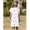 image:imageZeagoo Summer Dresses for Women Short Sleeve Shift Dress V Neck Casual Mini Beach Vacation Boho Sundress with PocketsWhite Floral