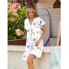 image:imageZeagoo Summer Dresses for Women Short Sleeve Shift Dress V Neck Casual Mini Beach Vacation Boho Sundress with PocketsWhite Floral