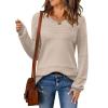 image:imageZeagoo Sweaters for Women Long Sleeve Tops Soft Knit Crew Neck Pullover Sweater Lightweight Crochet 2026 Fall OutfitsApricot
