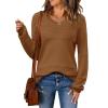image:imageZeagoo Sweaters for Women Long Sleeve Tops Soft Knit Crew Neck Pullover Sweater Lightweight Crochet 2026 Fall OutfitsLight Brown