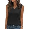 image:imageZeagoo Tank Top for Women V Neck Loose Fit Sleeveless Summer Tops Business Casual Outfits Dressy Blouses ShirtsA  Black
