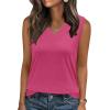 image:imageZeagoo Tank Top for Women V Neck Loose Fit Sleeveless Summer Tops Business Casual Outfits Dressy Blouses ShirtsA  Hot Pink