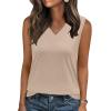 image:imageZeagoo Tank Top for Women V Neck Loose Fit Sleeveless Summer Tops Business Casual Outfits Dressy Blouses ShirtsA  Khaki