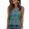 image:imageZeagoo Tank Top for Women V Neck Loose Fit Sleeveless Summer Tops Business Casual Outfits Dressy Blouses ShirtsFloral Blue 858