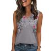 image:imageZeagoo Tank Top for Women V Neck Loose Fit Sleeveless Summer Tops Business Casual Outfits Dressy Blouses ShirtsFloral Grey