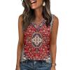image:imageZeagoo Tank Top for Women V Neck Loose Fit Sleeveless Summer Tops Business Casual Outfits Dressy Blouses ShirtsFloral Red 870