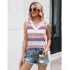image:imageZeagoo Tank Top for Women V Neck Loose Fit Sleeveless Summer Tops Business Casual Outfits Dressy Blouses ShirtsStriped Pink