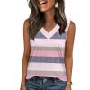 image:imageZeagoo Tank Top for Women V Neck Loose Fit Sleeveless Summer Tops Business Casual Outfits Dressy Blouses ShirtsStriped Pink