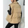 image:imageZeagoo Women Puffer Vest Lightweight Stand Collar Sleeveless Winter Warm Zip Up Padded Outerwear Jackets with Pockets SXXLKhaki