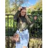 image:imageZeagoo Womens 2026 Fall Crewneck Cropped Sweater Trendy Long Sleeve Ribbed Knit Pullover Jumper TopsArmy Green