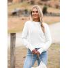 image:imageZeagoo Womens 2026 Fall Crewneck Cropped Sweater Trendy Long Sleeve Ribbed Knit Pullover Jumper TopsAwhite