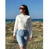 image:imageZeagoo Womens 2026 Fall Crewneck Cropped Sweater Trendy Long Sleeve Ribbed Knit Pullover Jumper TopsAwhite