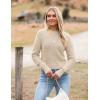 image:imageZeagoo Womens 2026 Fall Crewneck Cropped Sweater Trendy Long Sleeve Ribbed Knit Pullover Jumper TopsBeige