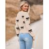 image:imageZeagoo Womens 2026 Fall Crewneck Cropped Sweater Trendy Long Sleeve Ribbed Knit Pullover Jumper TopsBowknot Beige