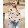 image:imageZeagoo Womens 2026 Fall Crewneck Cropped Sweater Trendy Long Sleeve Ribbed Knit Pullover Jumper TopsBowknot Beige