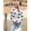 image:imageZeagoo Womens 2026 Fall Crewneck Cropped Sweater Trendy Long Sleeve Ribbed Knit Pullover Jumper TopsBowknot White